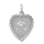 Sterling Silver Rh-plt Graduation Cap & Diploma Polished Disc Cha