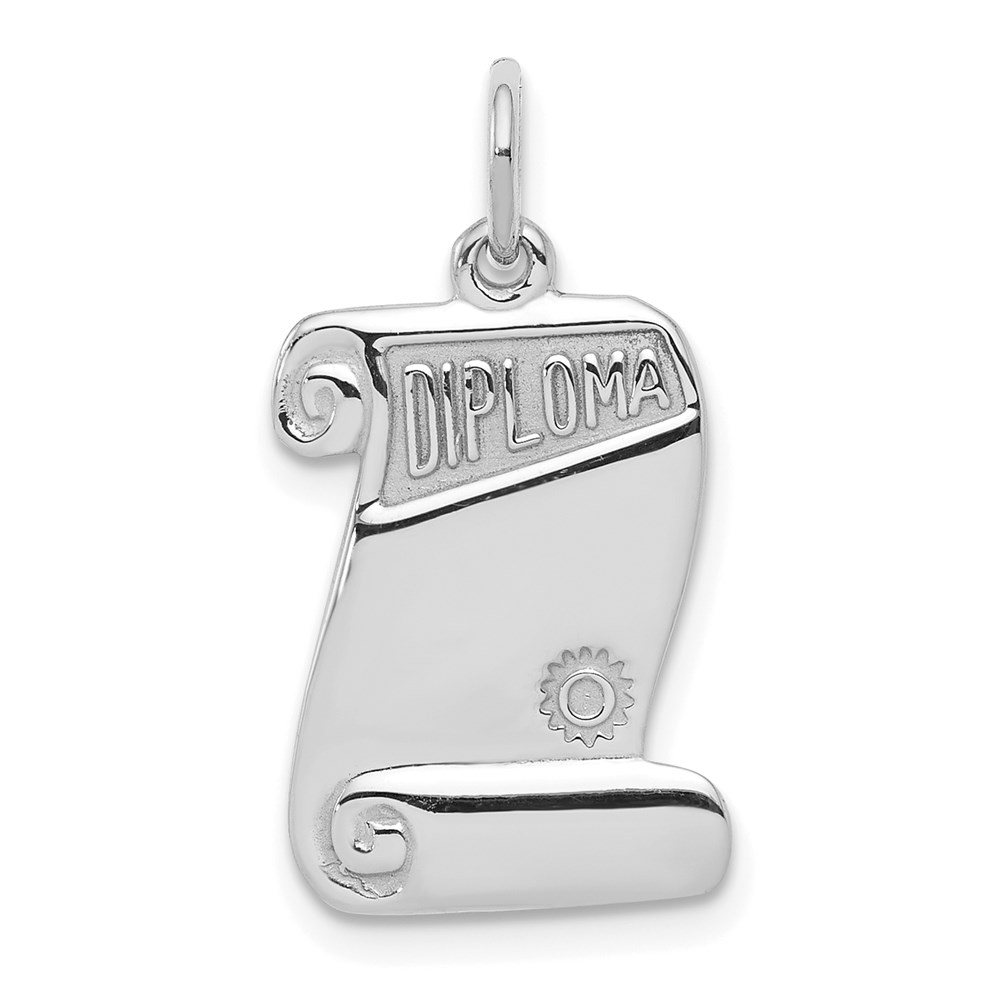 QC2432.jpg Sterling Silver Rhodium-plated Diploma Charm - Image 1