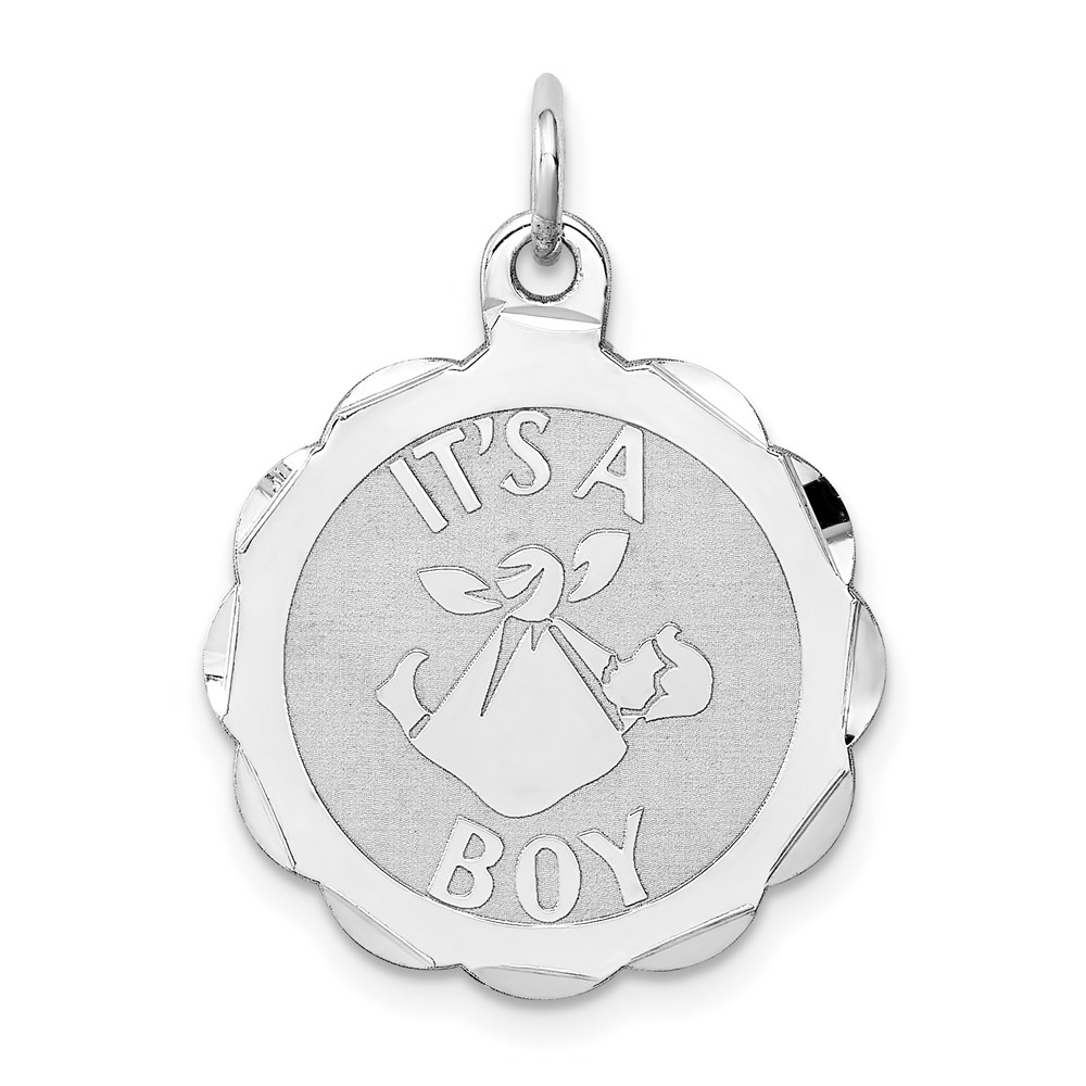 QC2493.jpg Sterling Silver Rhodium-plated Its a Boy Charm - Image 1