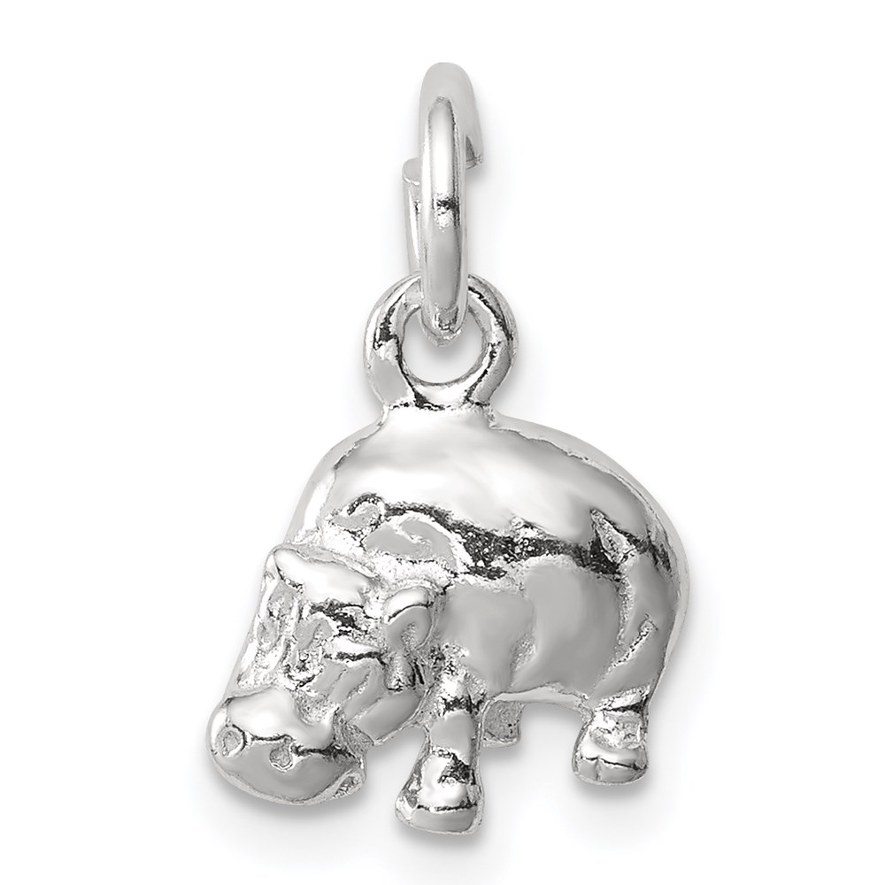 QC2584.jpg Sterling Silver Hippo Charm - Image 1