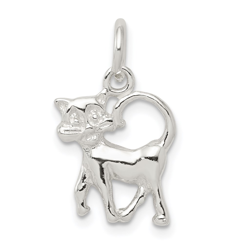 QC2656.jpg Sterling Silver Cat Charm - Image 1