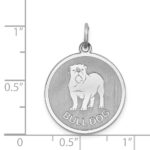 Sterling Silver Rhodium-plated Bull Dog Disc Charm - Image 3
