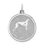 Sterling Silver Rhodium-plated Greyhound Disc Charm
