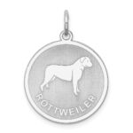 Sterling Silver Rhodium-plated Rottweiler Disc Charm