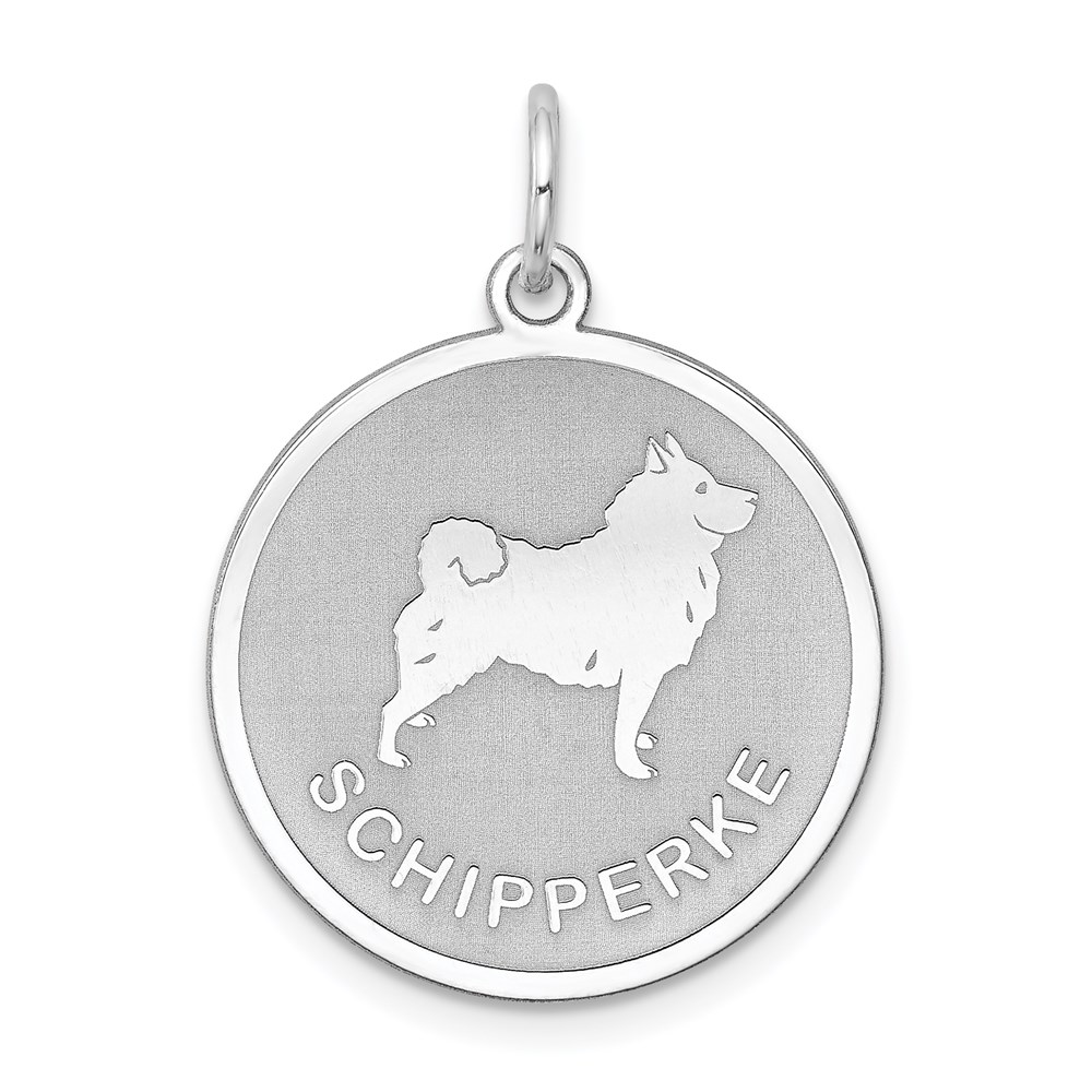QC2703.jpg Sterling Silver Rhodium-plated Schipperke Disc Charm - Image 1