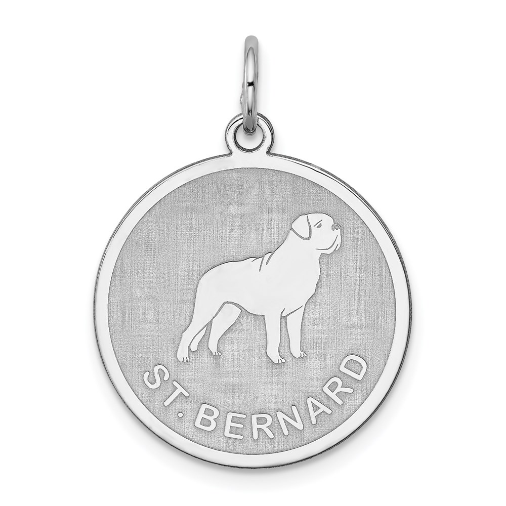 QC2710.jpg Sterling Silver Rhodium-plated St. Bernard Disc Charm - Image 1