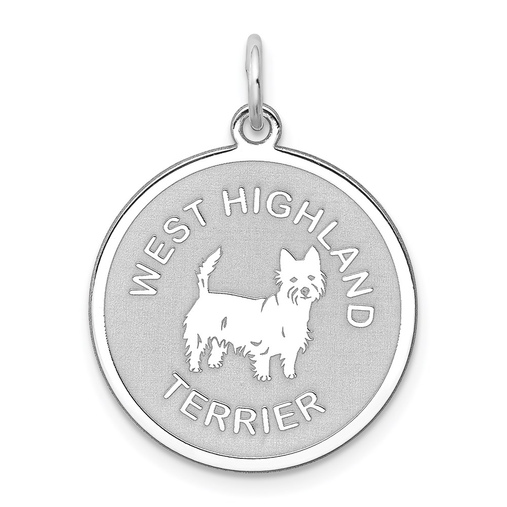 QC2713.jpg Sterling Silver Rhodium-plated West Highland Terrier Disc Charm - Image 1