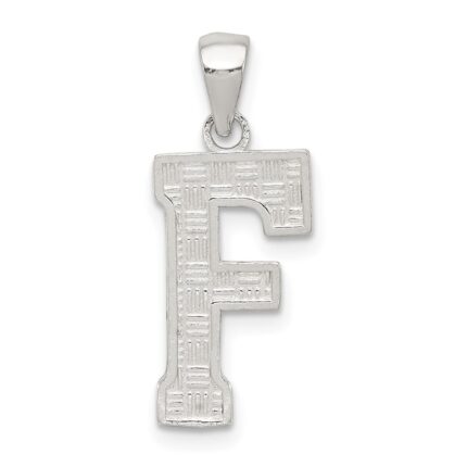 Sterling Silver Rhodium-plated Letter F Initial Pendant