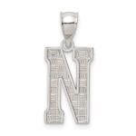 Sterling Silver Rhodium-plated Letter N Initial Pendant