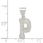 Sterling Silver Rhodium-plated Letter P Initial Pendant - Image 3