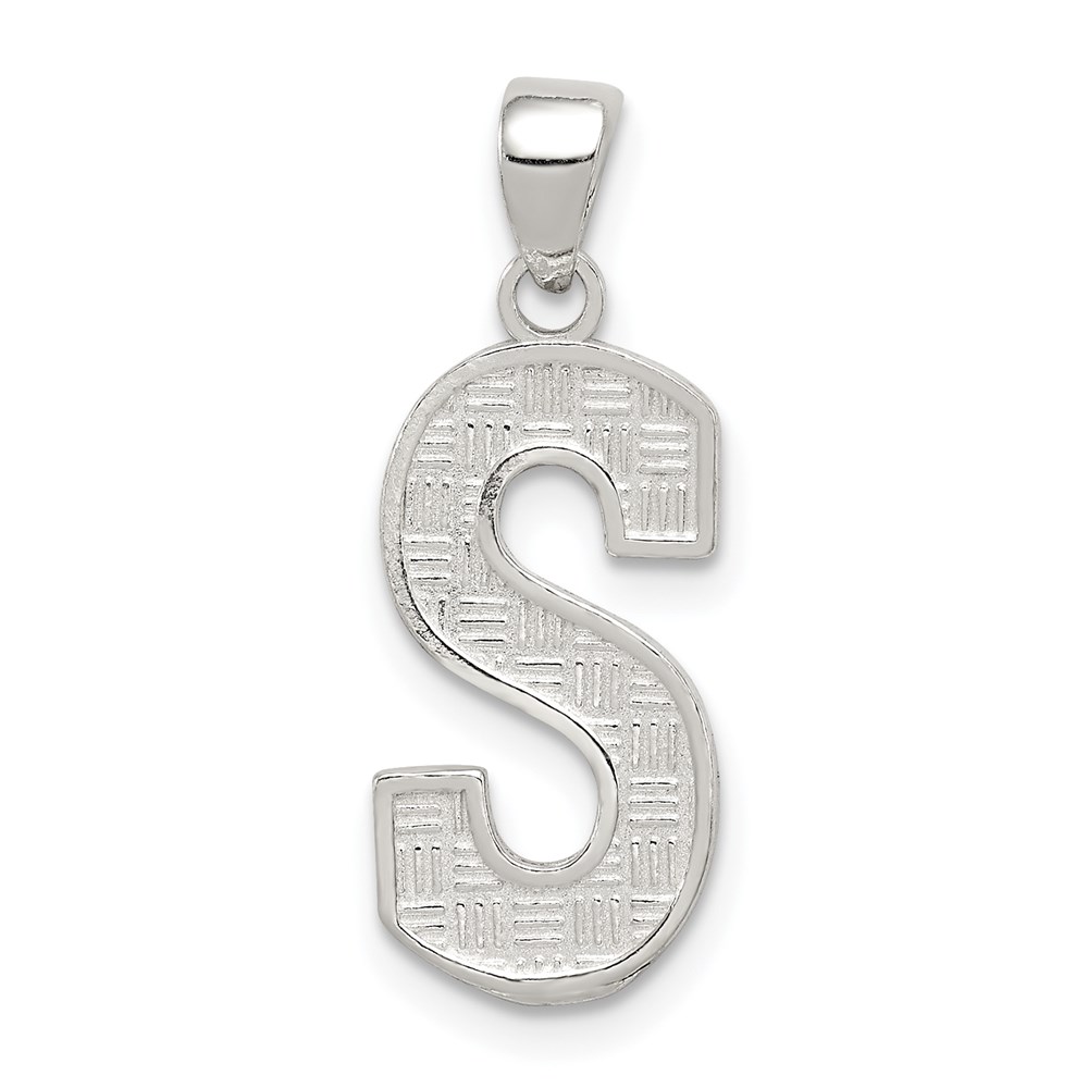 QC2762S.jpg Sterling Silver Rhodium-plated Letter S Initial Pendant - Image 1