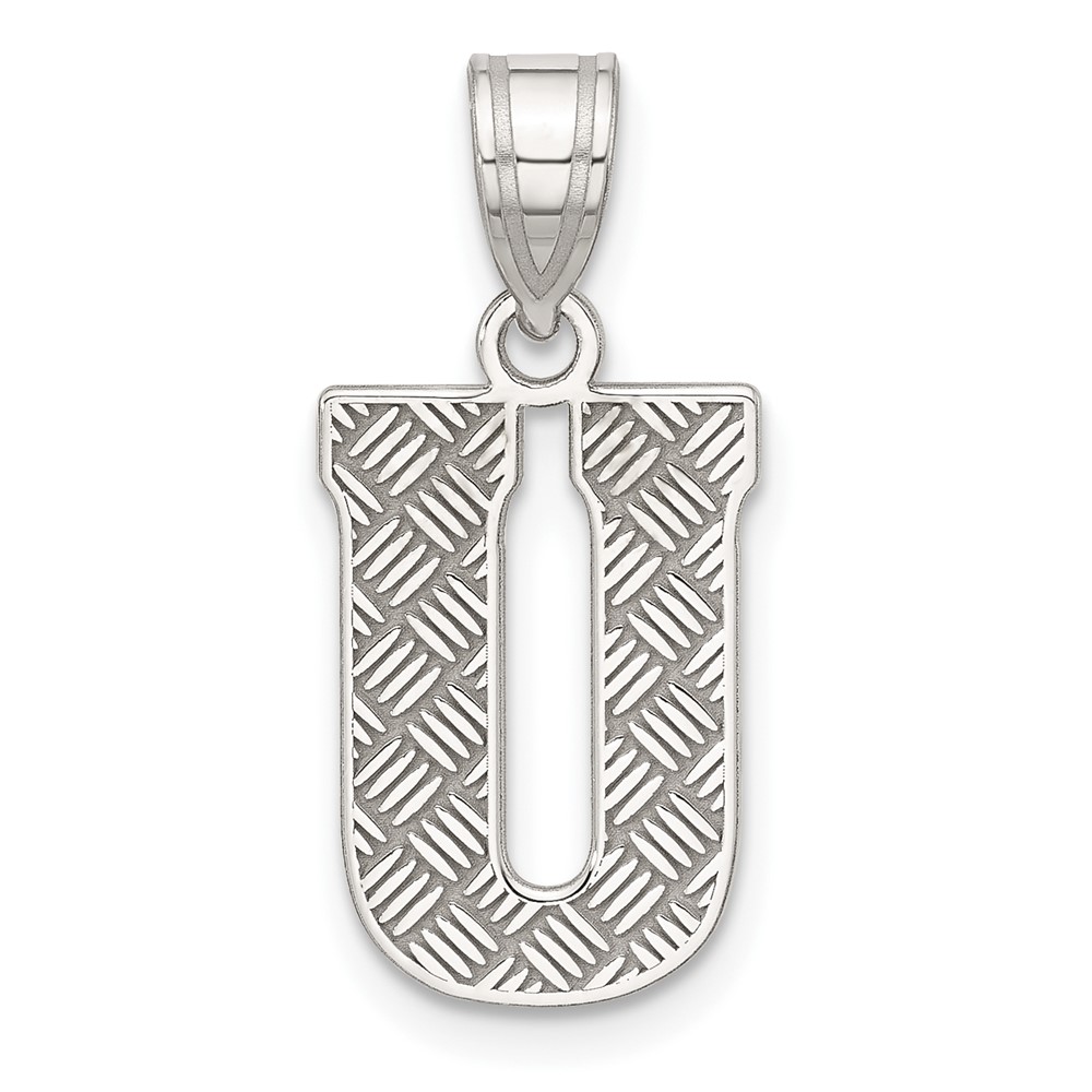 QC2762U.jpg Sterling Silver Rhodium-plated Letter U Initial Pendant - Image 1