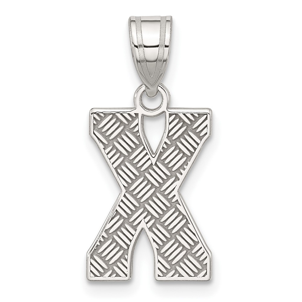 QC2762X.jpg Sterling Silver Rhodium-plated Letter X Initial Pendant - Image 1