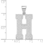 Sterling Silver Rhodium-plated Letter H Initial Pendant - Image 4