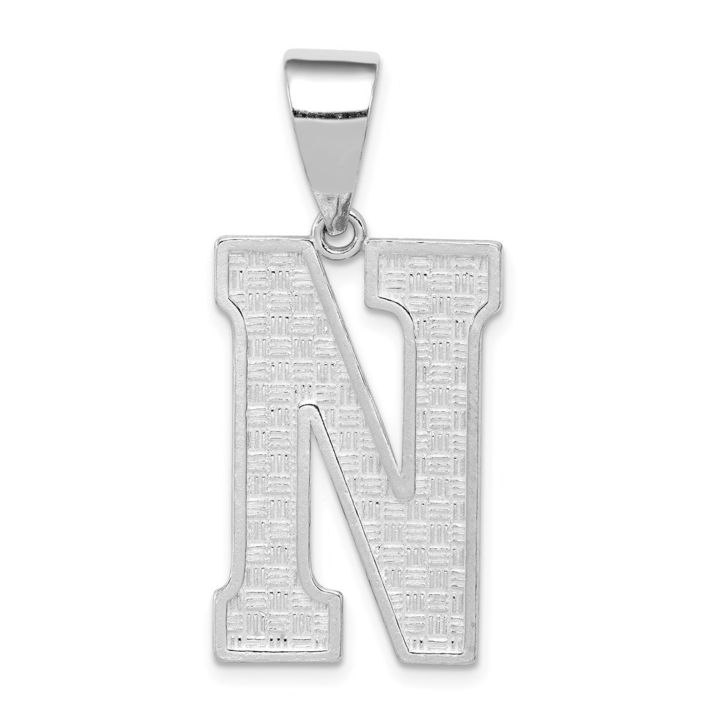 QC2766N.jpg Sterling Silver Rhodium-plated Letter N Initial Pendant - Image 1