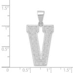 Sterling Silver Rhodium-plated Letter V Initial Pendant - Image 4