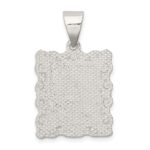 Sterling Silver Square Diamond-cut Letter A Initial Pendant - Image 3