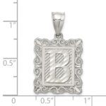 Sterling Silver Square Diamond-cut Letter B Initial Pendant - Image 3