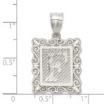 Sterling Silver Square Diamond-cut Letter F Initial Pendant - Image 4