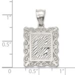 Sterling Silver Square Diamond-cut Letter G Initial Pendant - Image 4