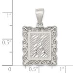 Sterling Silver Square Diamond-cut Letter K Initial Pendant - Image 4