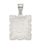 Sterling Silver Square Diamond-cut Letter L Initial Pendant - Image 3