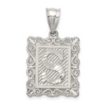 Sterling Silver Square Diamond-cut Letter S Initial Pendant