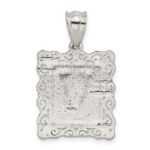 Sterling Silver Square Diamond-cut Letter V Initial Pendant - Image 3