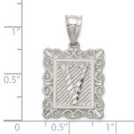 Sterling Silver Square Diamond-cut Letter V Initial Pendant - Image 4