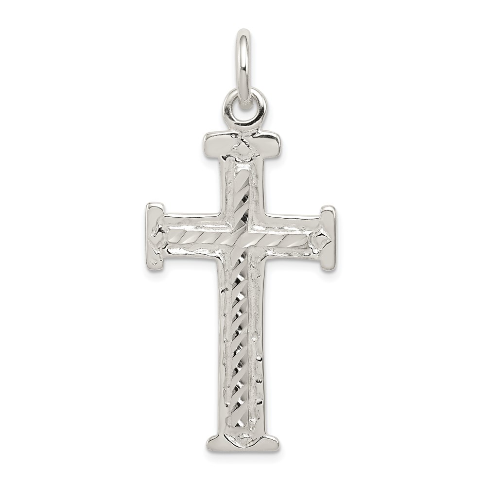 QC2879.jpg Sterling Silver Diamond -Cut Cross Pendant - Image 1