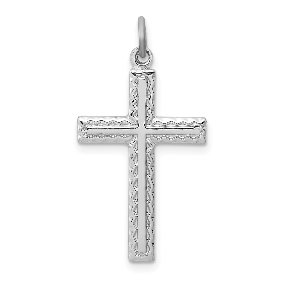 QC3216.jpg Sterling Silver Platinum-plated Cross Charm - Image 1