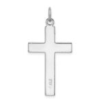 Sterling Silver Platinum-plated Satin & Polished Cross Pendant - Image 4