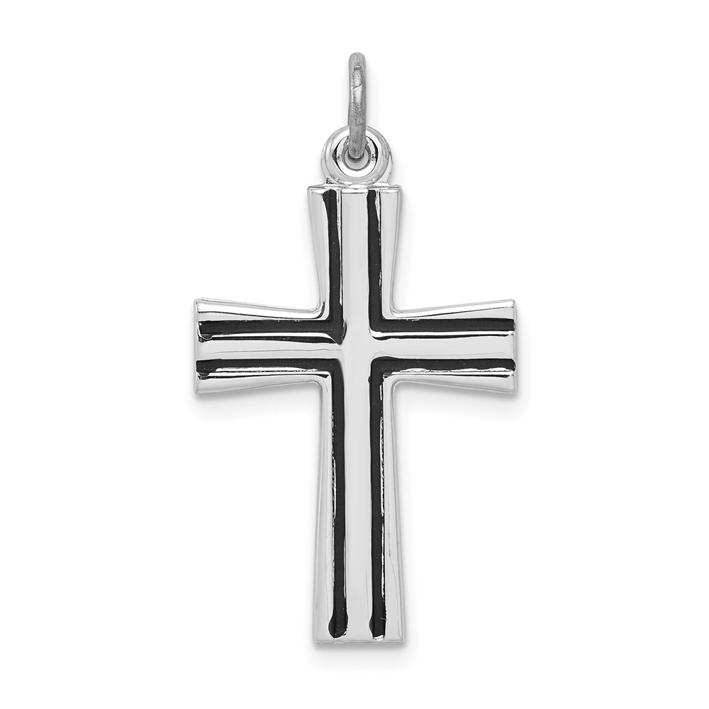 QC3237.jpg Sterling Silver Platinum-plated Enameled Latin Cross Charm - Image 1