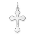Sterling Silver Platinum-plated Green Enameled Budded Cross Charm - Image 4