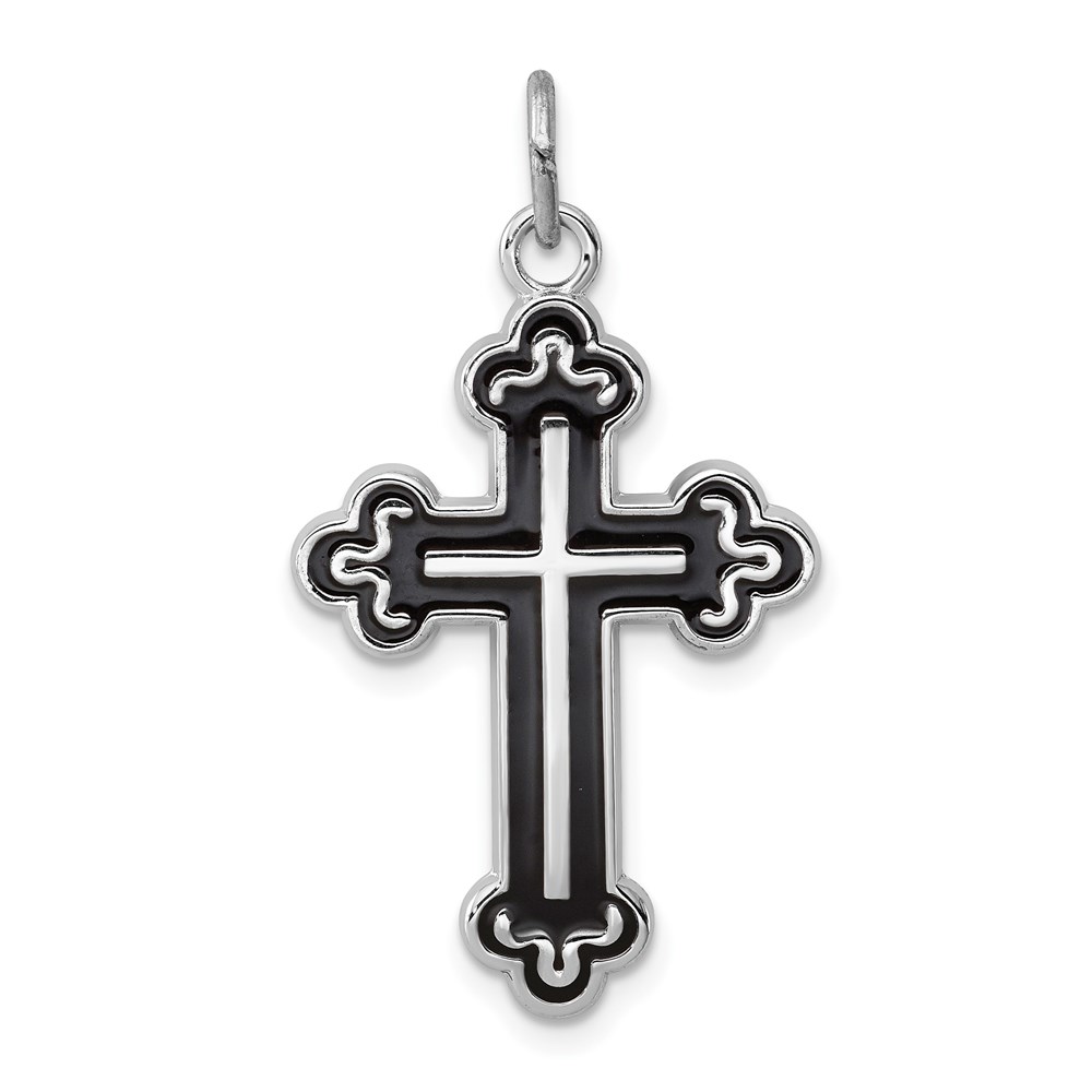 QC3349.jpg Sterling Silver Platinum-plated Enameled Cross Pendant - Image 1