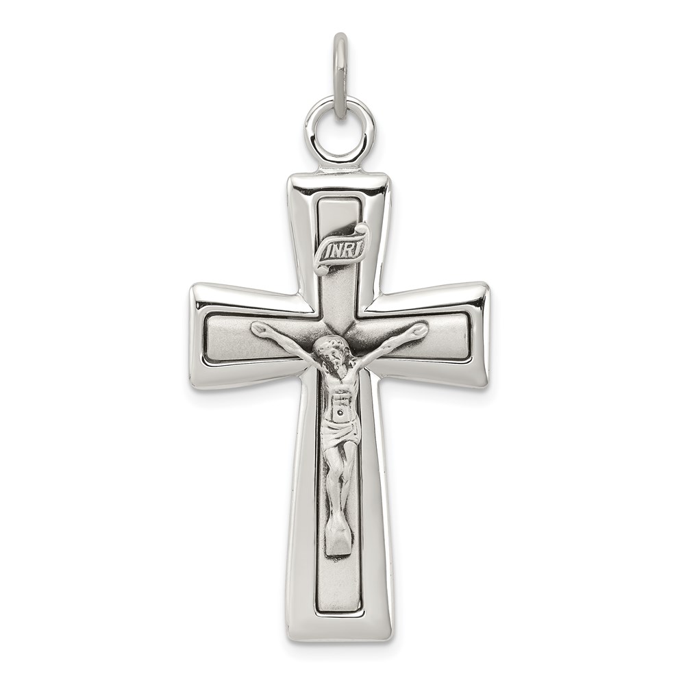 QC3383.jpg Sterling Silver INRI Crucifix Pendant - Image 1