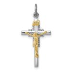 Sterling Silver Platinum-plated & Vermeil INRI Crucifix Charm