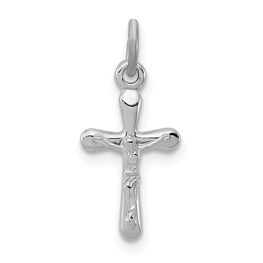 QC3393.jpg Sterling Silver Platinum-plated Crucifix Charm - Image 1