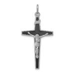 Sterling Silver Platinum-plated Enameled Crucifix Pendant