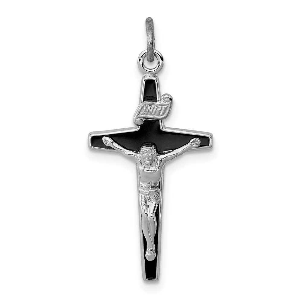 QC3397.jpg Sterling Silver Platinum-plated Enameled Crucifix Charm - Image 1