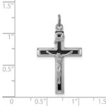 Sterling Silver Platinum-plated Enameled Crucifix Pendant - Image 3