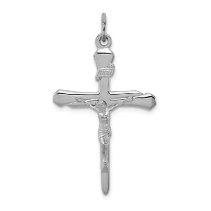 Sterling Silver Platinum-plated Crucifix Pendant