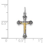 Sterling Silver Platinum-plated & Vermeil Crucifix Charm - Image 3