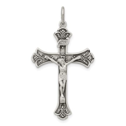 Sterling Silver Antiqued INRI Crucifix Pendant