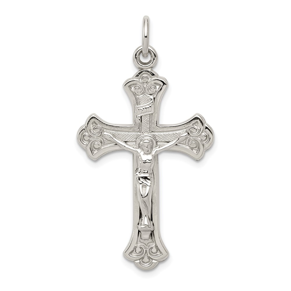 QC3420.jpg Sterling Silver INRI Crucifix Pendant - Image 1