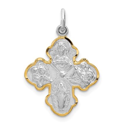 Sterling Silver Platinum-plated & Vermeil 4-way Medal