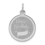 Sterling Silver Rhodium-plated Happy Birthday Disc Charm