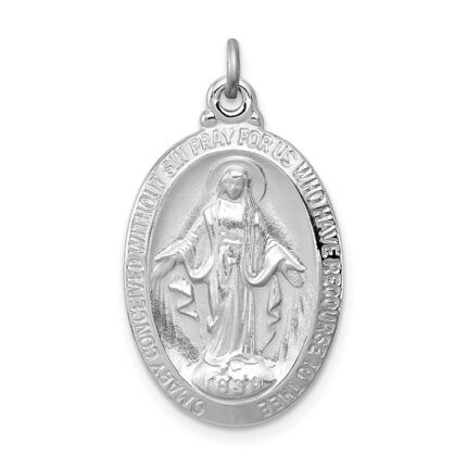 Sterling Silver Platinum-plated Miraculous Medal