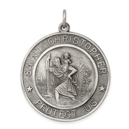 Sterling Silver Antiqued St. Christopher Medal