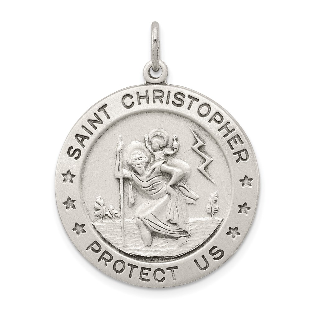 QC3527.jpg Sterling Silver Antiqued St. Christopher Medal - Image 1